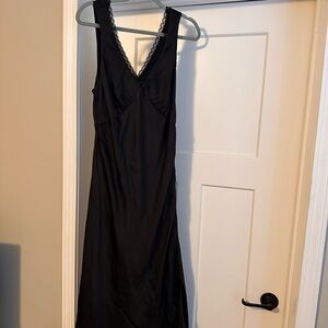 American Eagle Outfitters Black Silk Slip Dress
